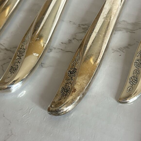 Wm A Rogers Oneida LADY CATHERINE Pattern Silverplate Flatware 12 piece set - Picture 7 of 11